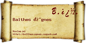 Balthes Ágnes névjegykártya